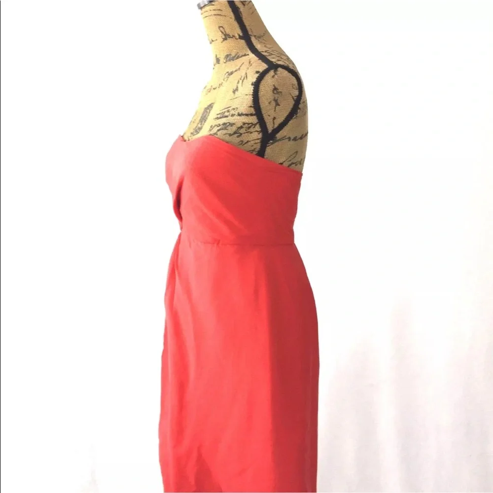 J.‎ Crew Silk Dress 6 Red Orange Strapless